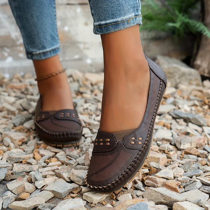 Latifa Perforated Mary Jane Flats