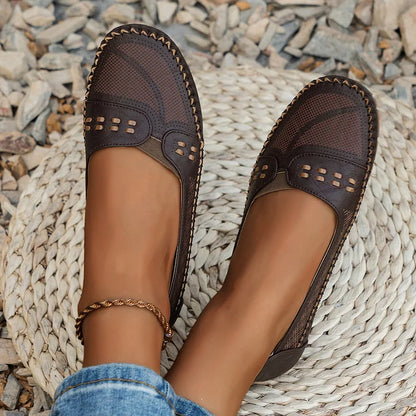 Latifa Perforated Mary Jane Flats