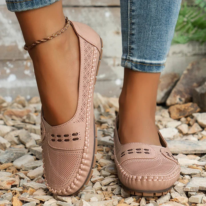 Latifa Perforated Mary Jane Flats