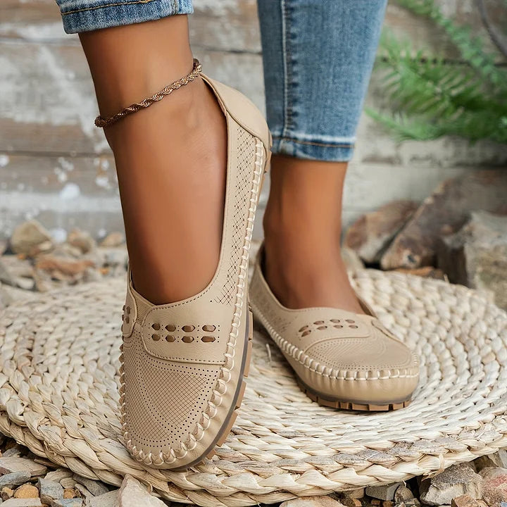 Latifa Perforated Mary Jane Flats