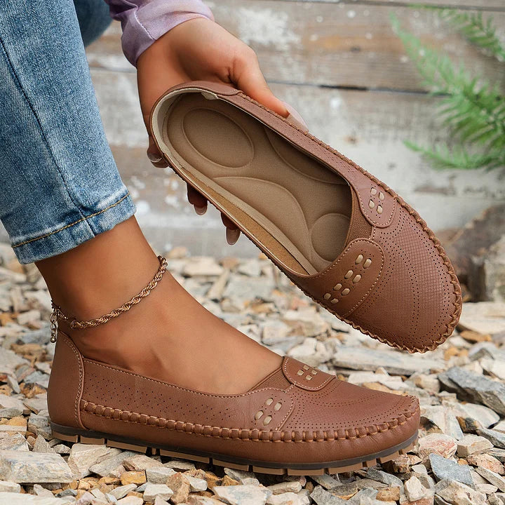 Latifa Perforated Mary Jane Flats