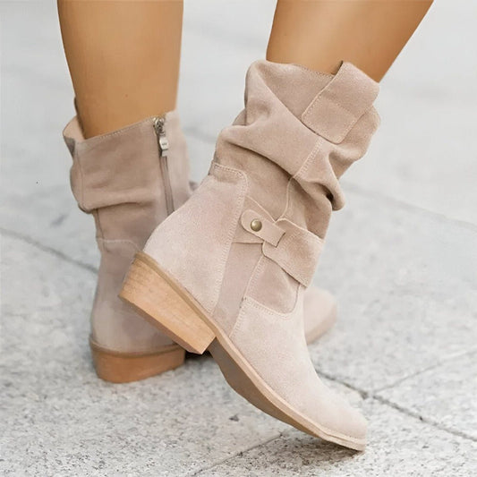 Adalgise Slouchy Block Heel Mid-Calf Boots