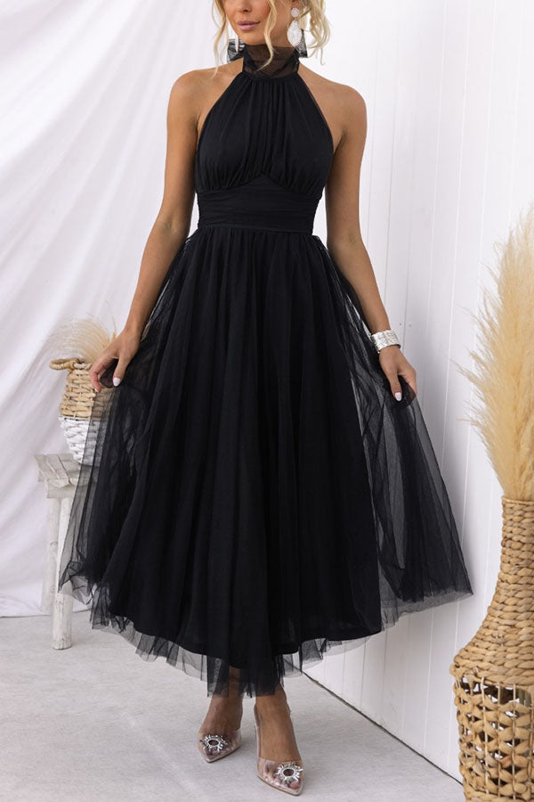 Zampia Tulle Halterneck A-Line Midi Dress