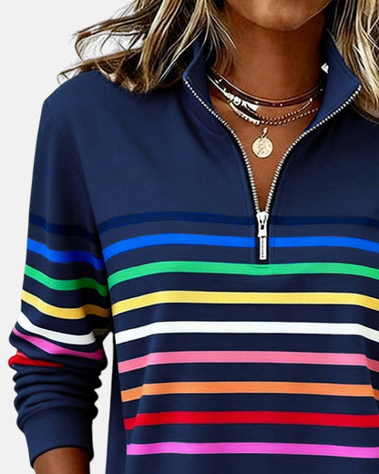 Thordis Striped Half-Zip Sweatshirt