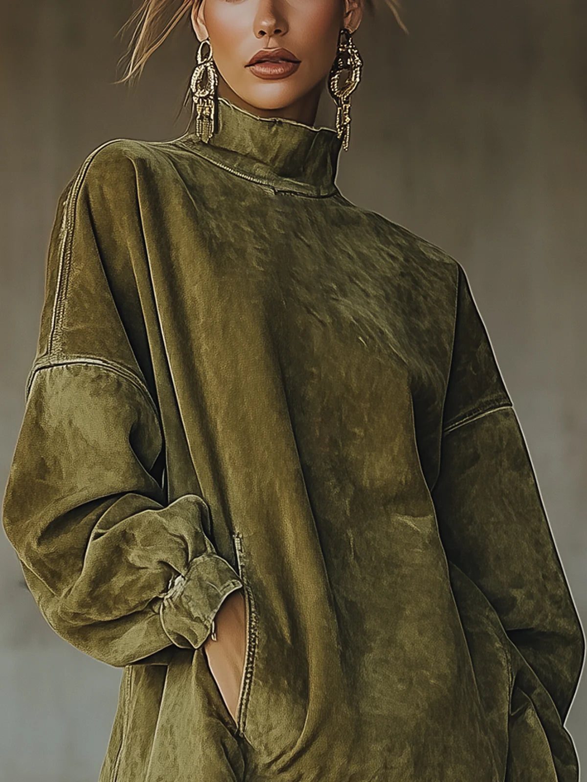 Sedille Oversized Sweater Dress with Fringe Hem