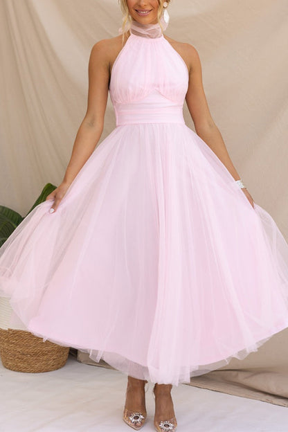 Zampia Tulle Halterneck A-Line Midi Dress