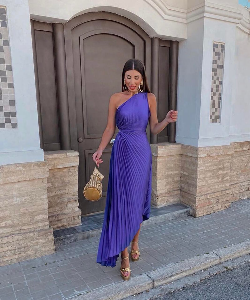 Zaruhi Wedding Guest One-Shoulder Asymmetric Midi Dress