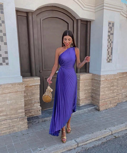 Zaruhi Wedding Guest One-Shoulder Asymmetric Midi Dress