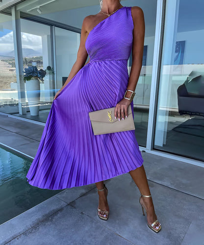 Zaruhi Wedding Guest One-Shoulder Asymmetric Midi Dress