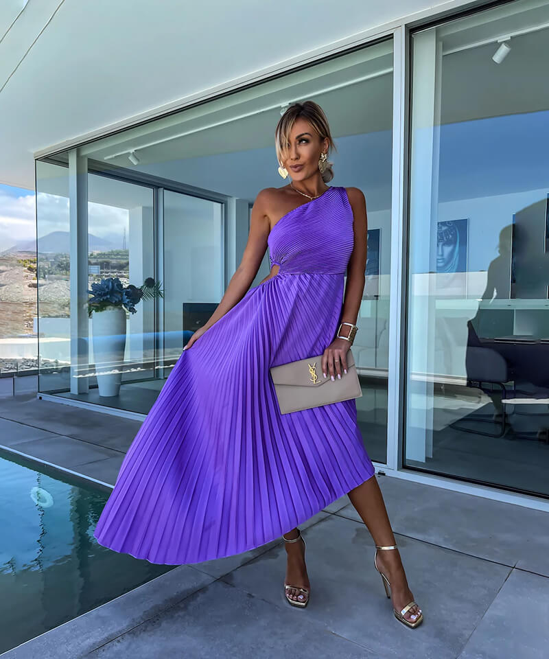 Zaruhi Wedding Guest One-Shoulder Asymmetric Midi Dress