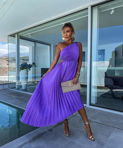Zaruhi Wedding Guest One-Shoulder Asymmetric Midi Dress