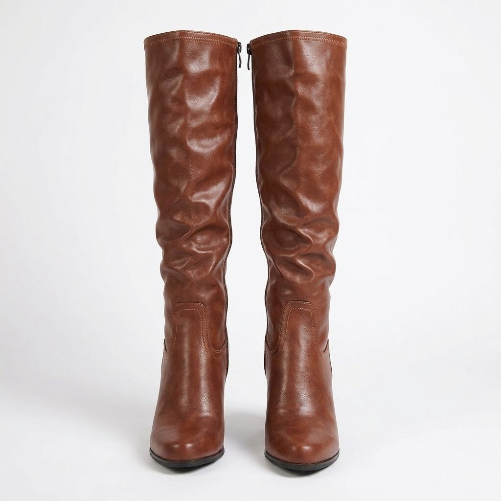 Thiberge Block Heel Knee-High Boots in Brown