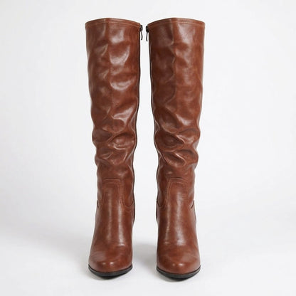 Thiberge Block Heel Knee-High Boots in Brown