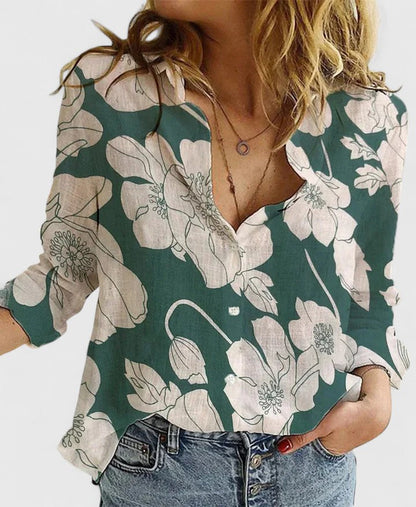 Elena | V-Neck Floral Shirt for Women