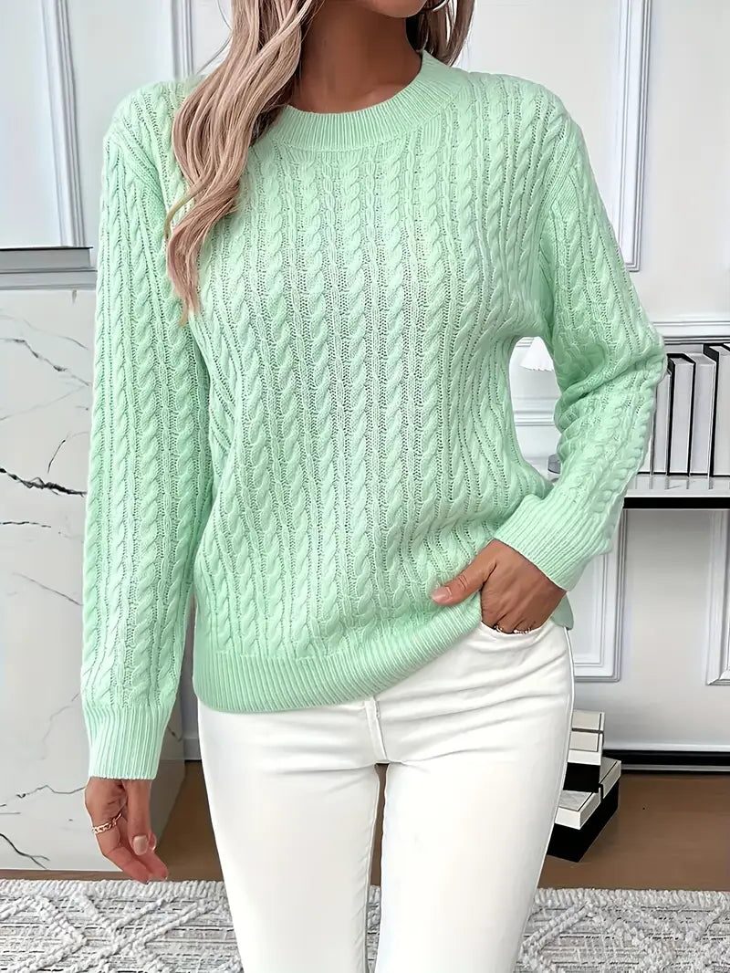 Esclarmonde Cable Knit Crew Neck Sweater
