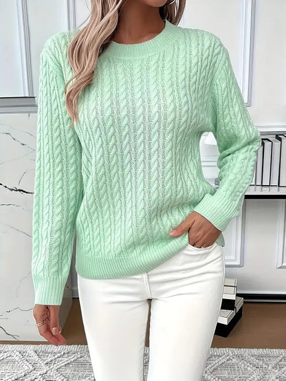 Esclarmonde Cable Knit Crew Neck Sweater