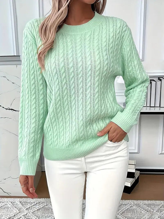 Esclarmonde Cable Knit Crew Neck Sweater