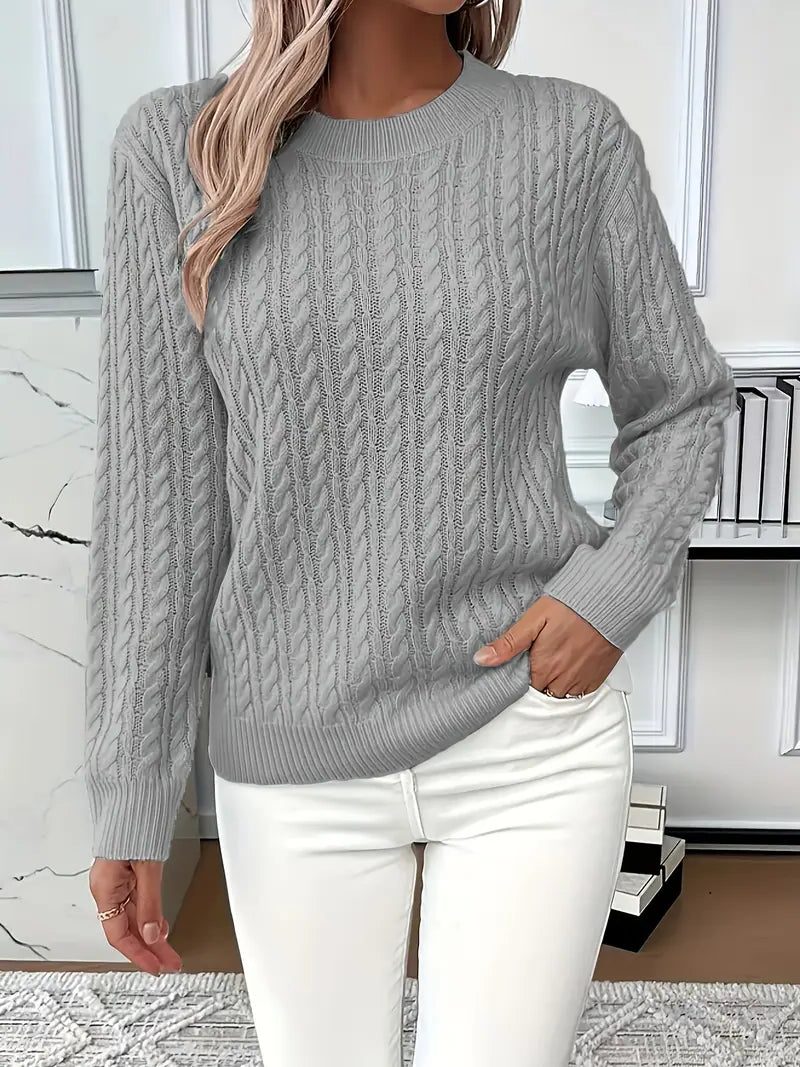 Esclarmonde Cable Knit Crew Neck Sweater