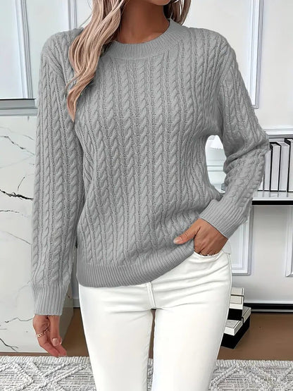 Esclarmonde Cable Knit Crew Neck Sweater