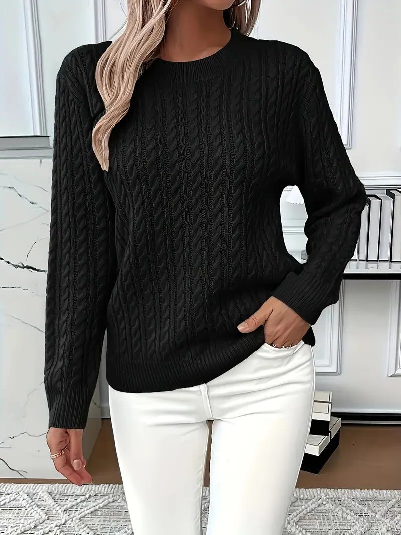 Esclarmonde Cable Knit Crew Neck Sweater