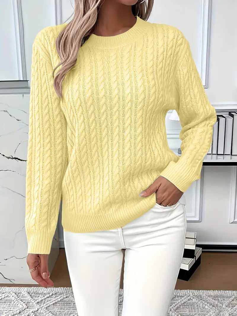Esclarmonde Cable Knit Crew Neck Sweater