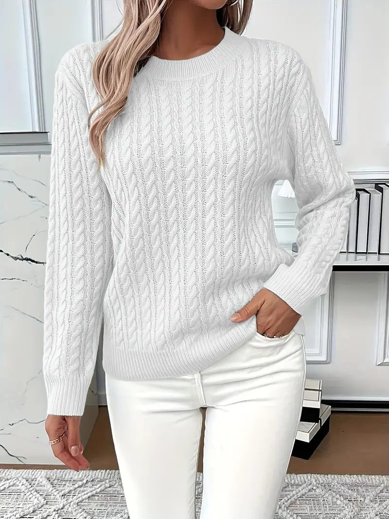 Esclarmonde Cable Knit Crew Neck Sweater