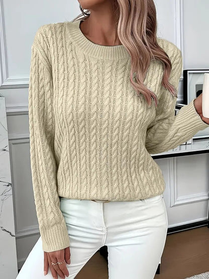 Esclarmonde Cable Knit Crew Neck Sweater
