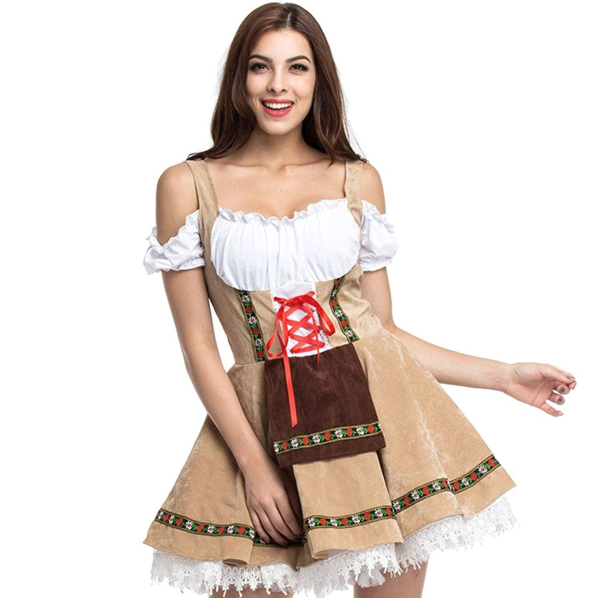 Grimonde Off-Shoulder Lace-Up Dirndl Dress