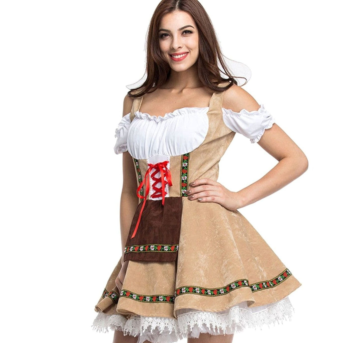 Grimonde Off-Shoulder Lace-Up Dirndl Dress