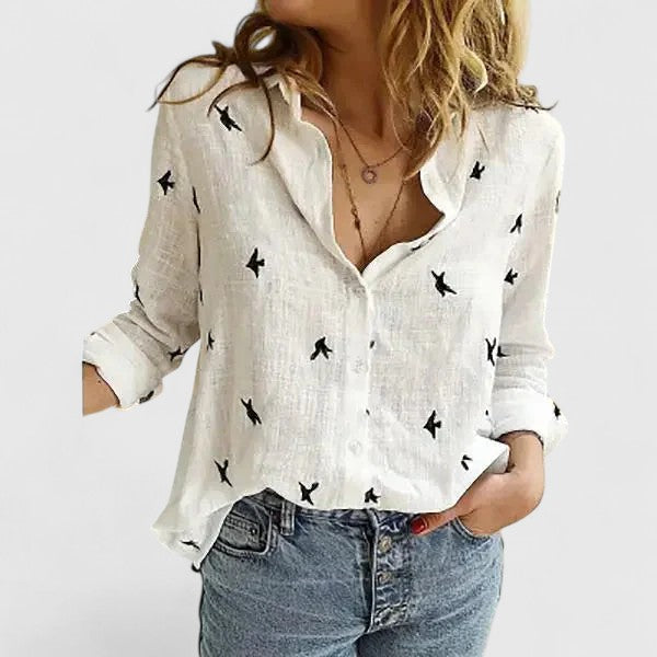 Elena | V-Neck Floral Shirt for Women