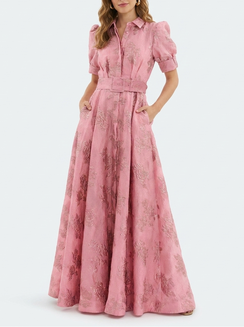 Lisabetta Wedding Guest A-Line Maxi Dress with Belt