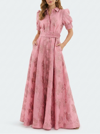 Lisabetta Wedding Guest A-Line Maxi Dress with Belt