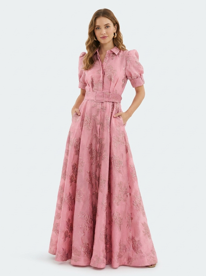Lisabetta Wedding Guest A-Line Maxi Dress with Belt