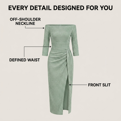 Shushanik Off-Shoulder Midi Wrap Dress