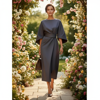 Thekla Belted Midi Dress with Lantern Sleeves