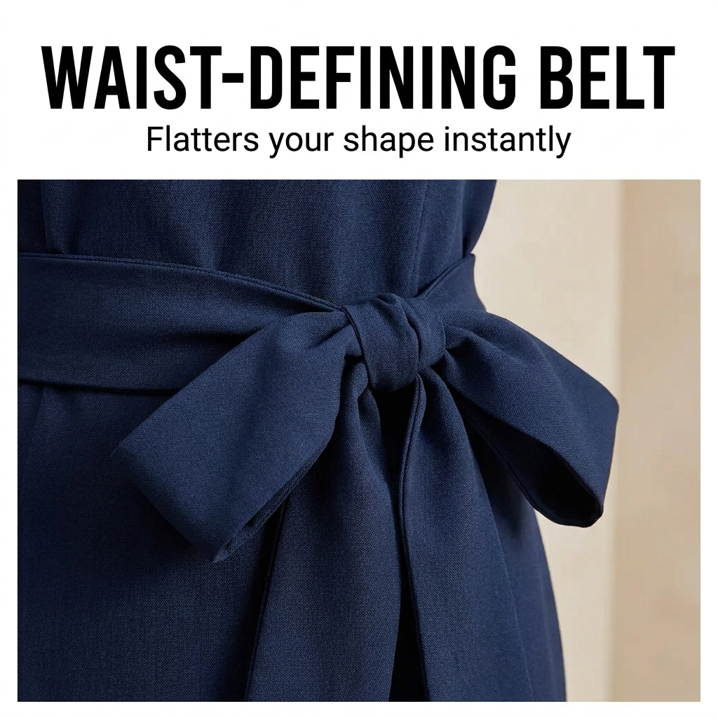 Thekla Belted Midi Dress with Lantern Sleeves