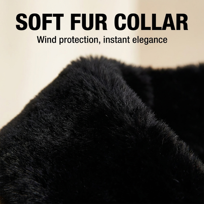 Heahburh Plaid Button-Down Jacket with Faux Fur Collar