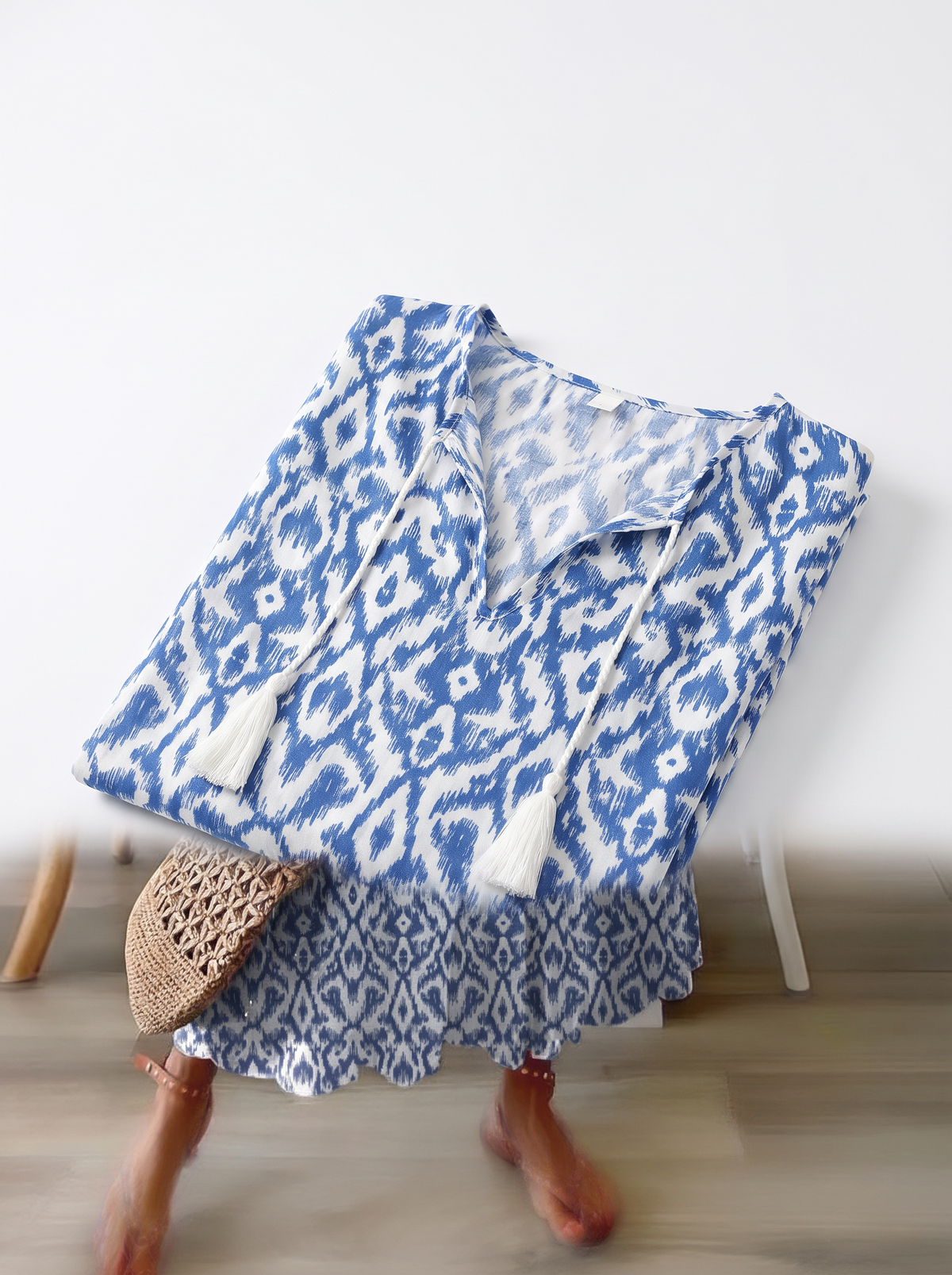 Laleh Ikat Print Boho Midi Dress slot2