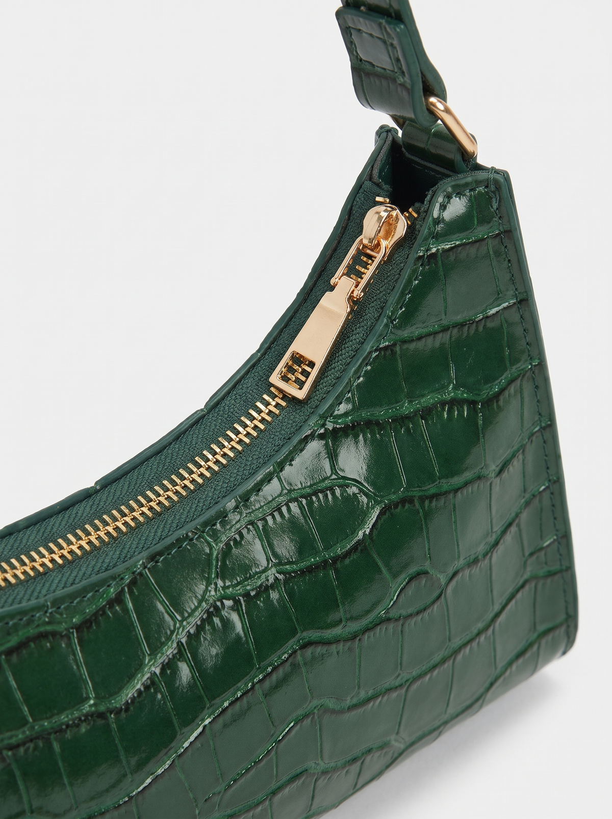 Firouzeh Shiny Crocodile Embossed Shoulder Bag slot3