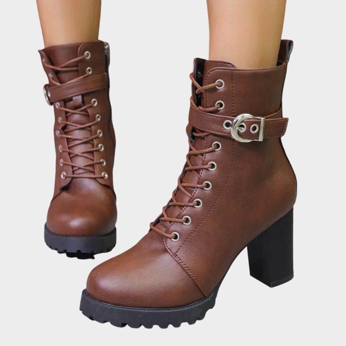 Willelma Block Heel Combat Ankle Boots, Lace-Up