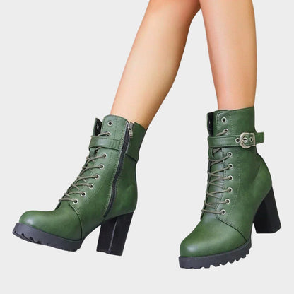Willelma Block Heel Combat Ankle Boots, Lace-Up
