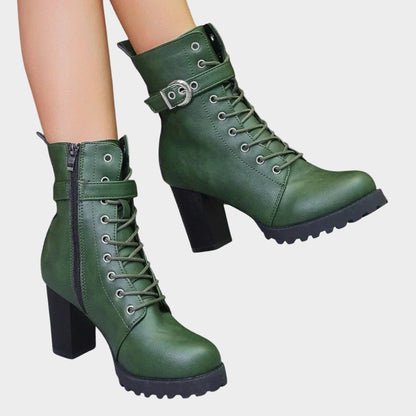 Willelma Block Heel Combat Ankle Boots, Lace-Up