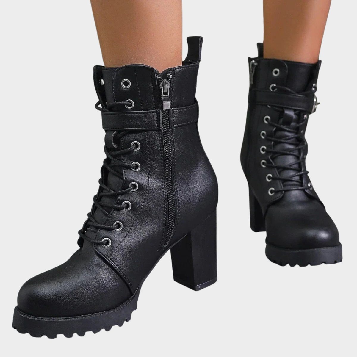 Willelma Block Heel Combat Ankle Boots, Lace-Up