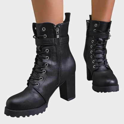 Willelma Block Heel Combat Ankle Boots, Lace-Up