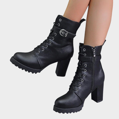 Willelma Block Heel Combat Ankle Boots, Lace-Up