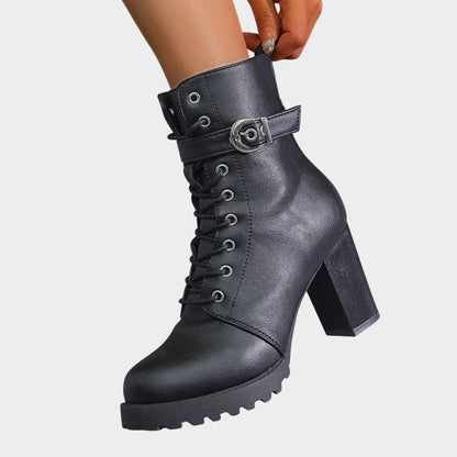 Willelma Block Heel Combat Ankle Boots, Lace-Up