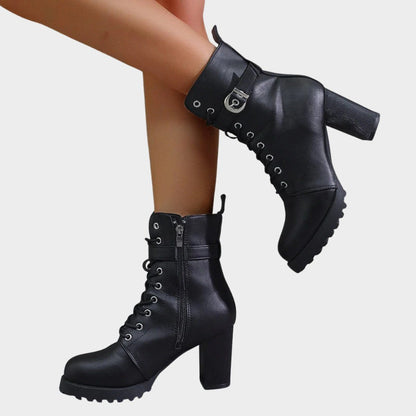 Willelma Block Heel Combat Ankle Boots, Lace-Up