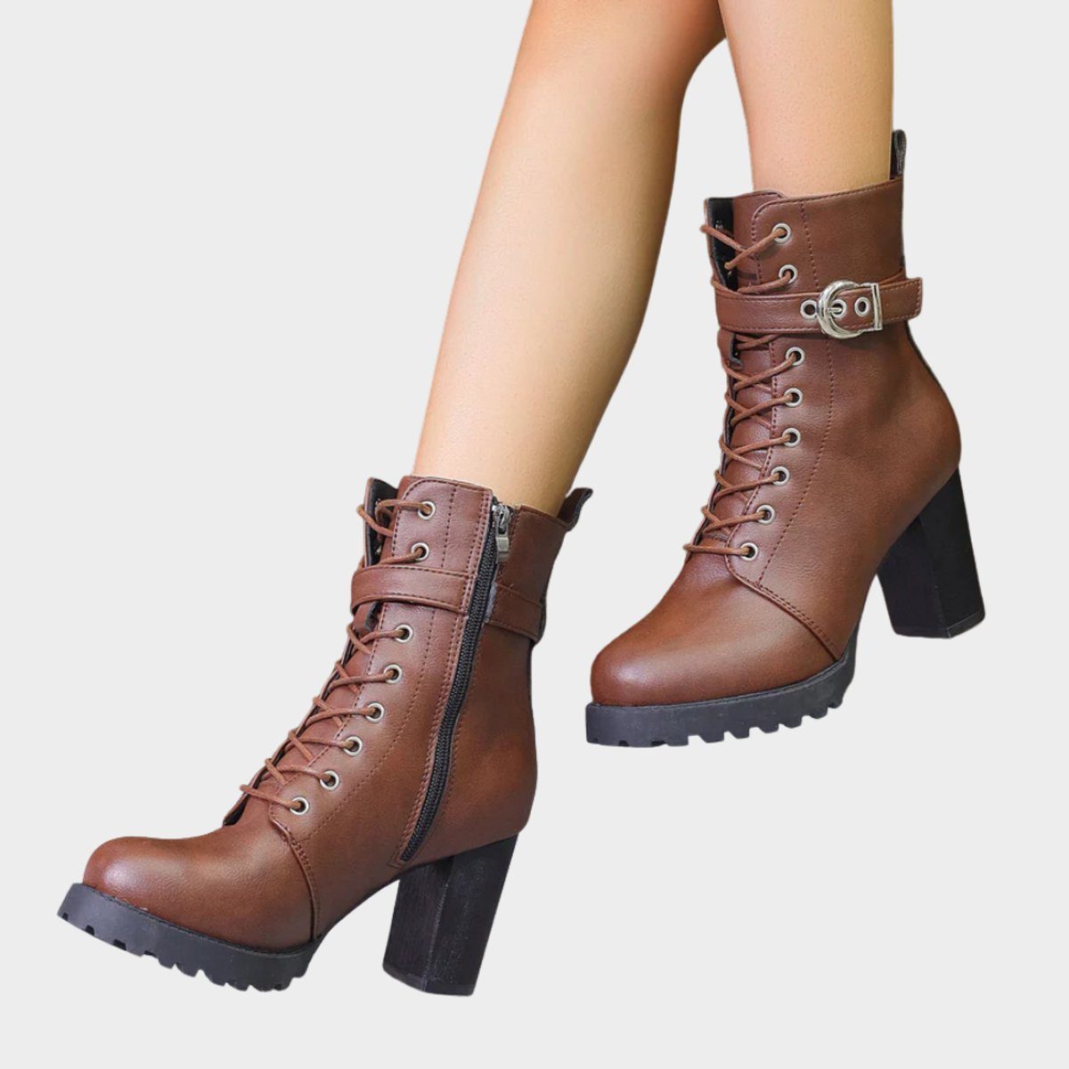 Willelma Block Heel Combat Ankle Boots, Lace-Up