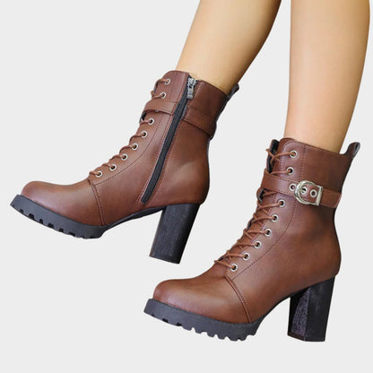 Willelma Block Heel Combat Ankle Boots, Lace-Up