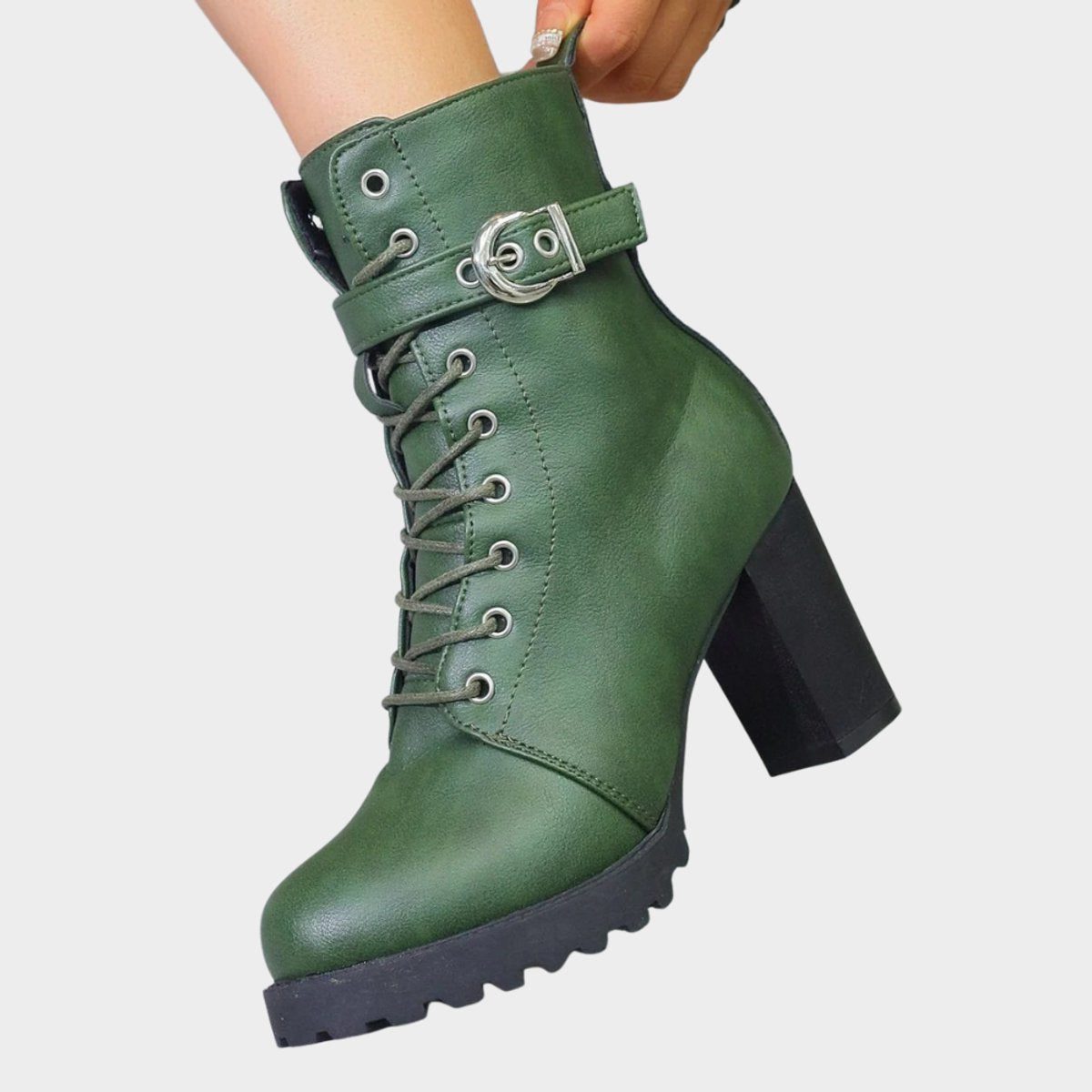 Willelma Block Heel Combat Ankle Boots, Lace-Up
